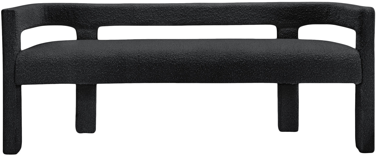 fairfax black boucle fabric bench black