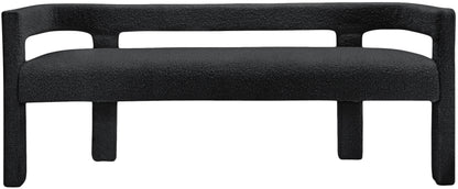 Fairfax Black Boucle Fabric Bench Black