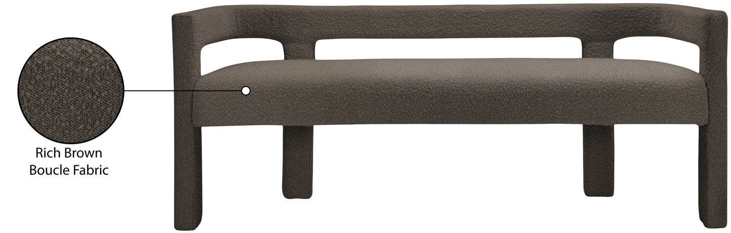 fairfax brown boucle fabric bench brown