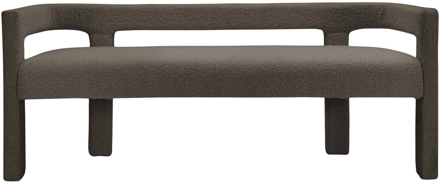 fairfax brown boucle fabric bench brown