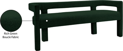 Fairfax Green Boucle Fabric Bench Green