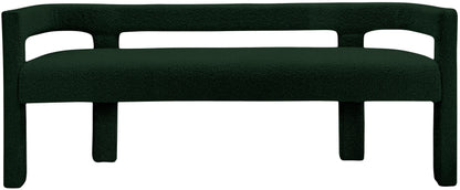 Fairfax Green Boucle Fabric Bench Green