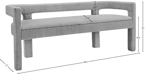 Fairfax Grey Boucle Fabric Bench Grey