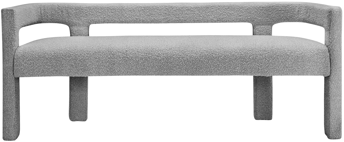 fairfax grey boucle fabric bench grey