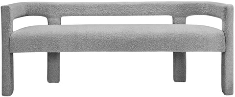 Fairfax Grey Boucle Fabric Bench Grey