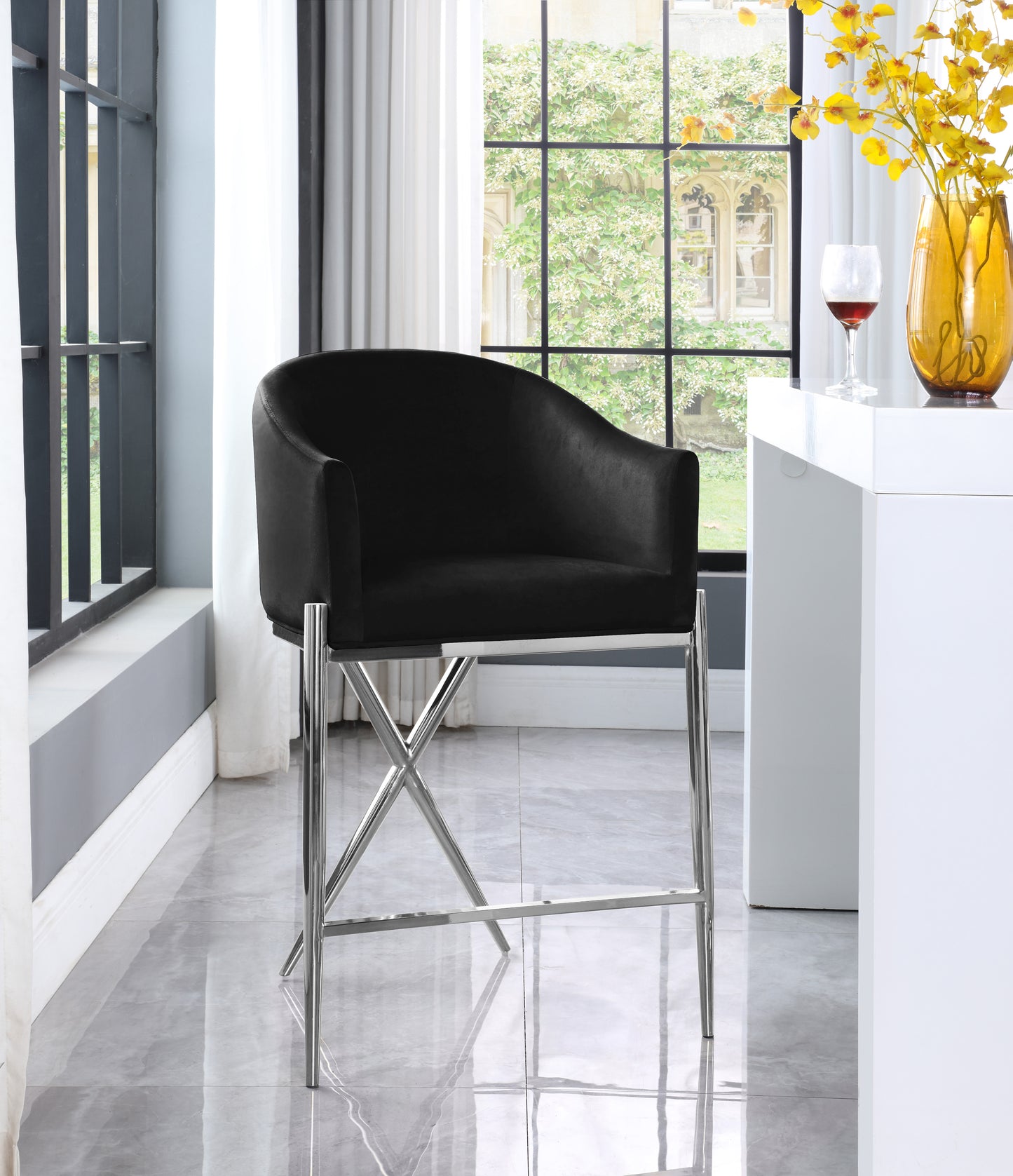 cocoon black velvet counter stool c