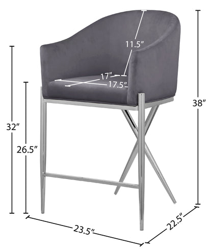 Finch Grey Velvet Counter Stool