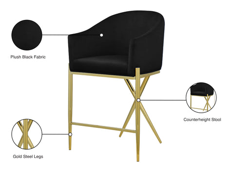 Cocoon Black Velvet Counter Stool C
