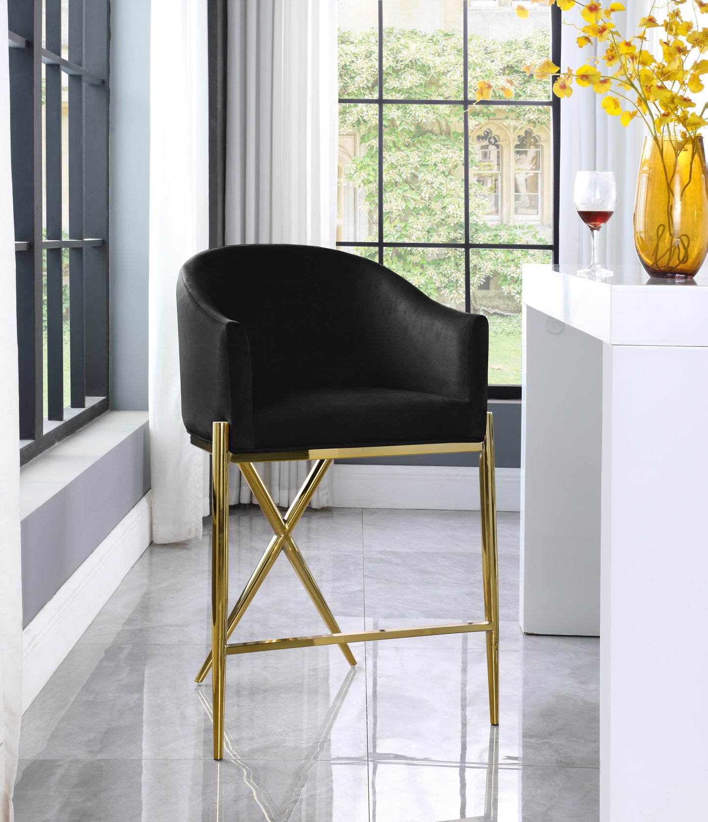 cocoon black velvet counter stool c