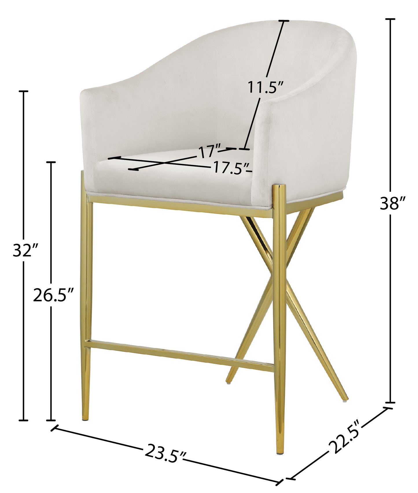 cocoon cream velvet counter stool c