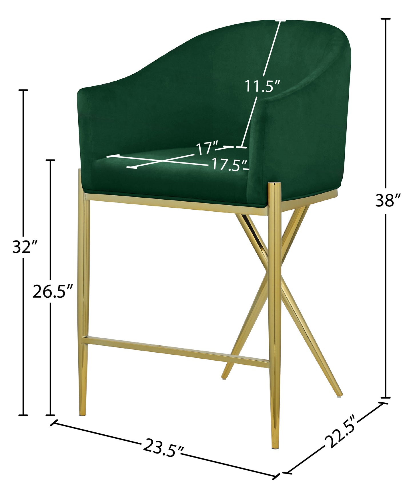 cocoon green velvet counter stool c