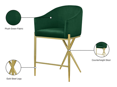 Cocoon Green Velvet Counter Stool C