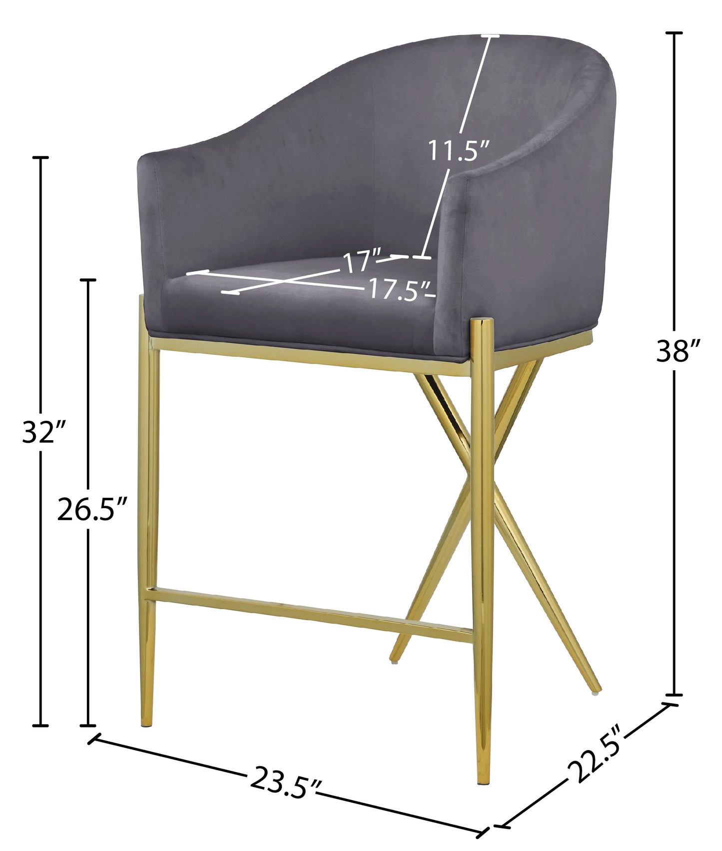 cocoon grey velvet counter stool c