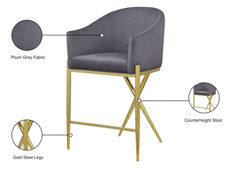 Cocoon Grey Velvet Counter Stool C