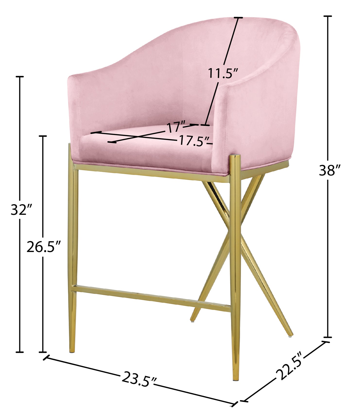 cocoon pink velvet counter stool c