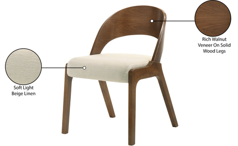 Collette Beige Linen Textured Fabric Dining Chair C