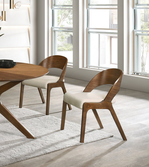Collette Beige Linen Textured Fabric Dining Chair C