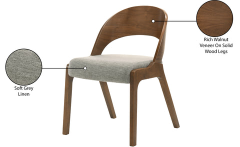 Collette Grey Linen Textured Fabric Dining Chair C