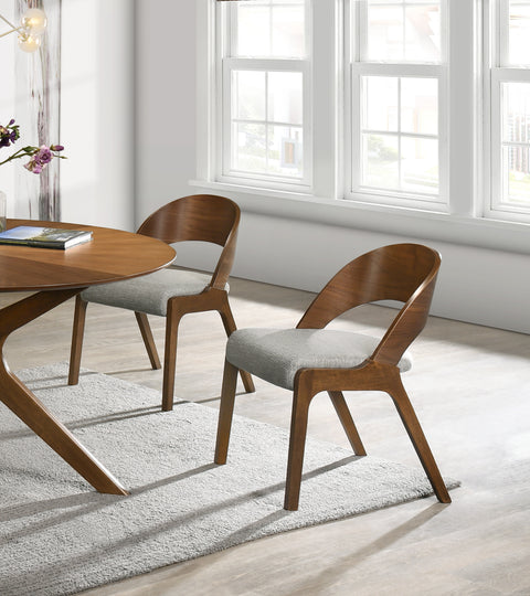Collette Grey Linen Textured Fabric Dining Chair C
