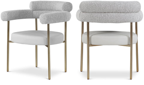 Zadie Taupe Boucle Fabric And Vegan Leather Upholstered Dining Chair, 2-Piece