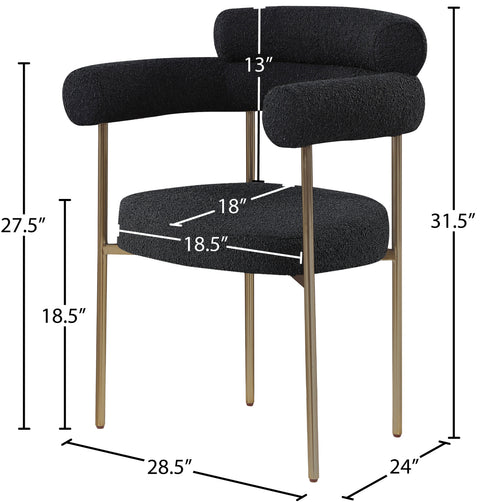 Chesterfield Black Boucle Fabric Dining Chair C