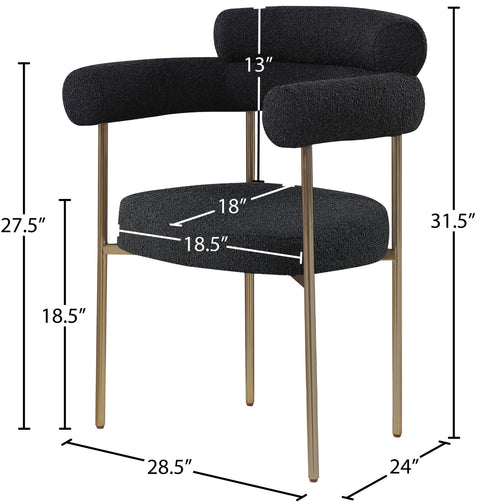 Santorini Black Boucle Fabric Dining Chair