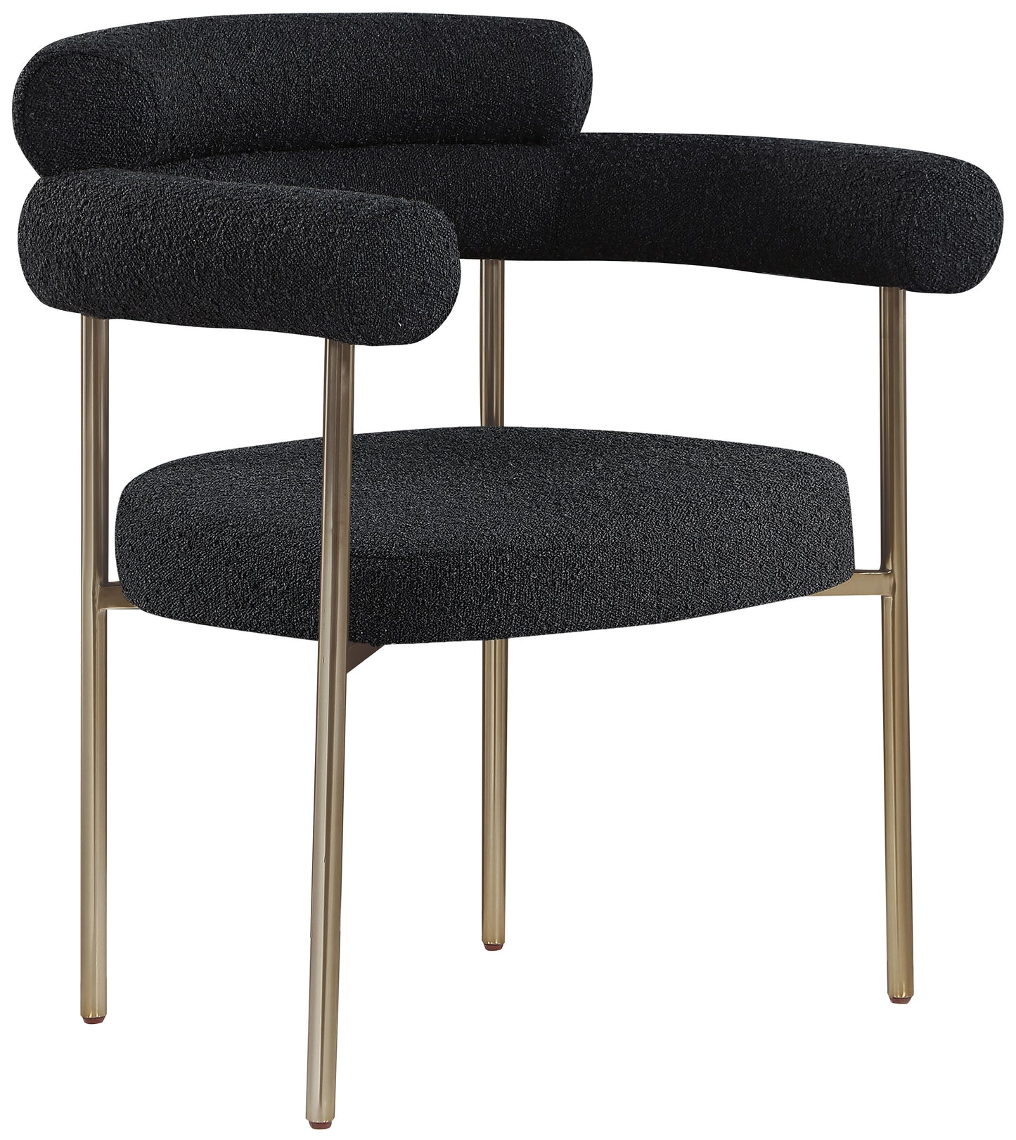 santorini black boucle fabric dining chair