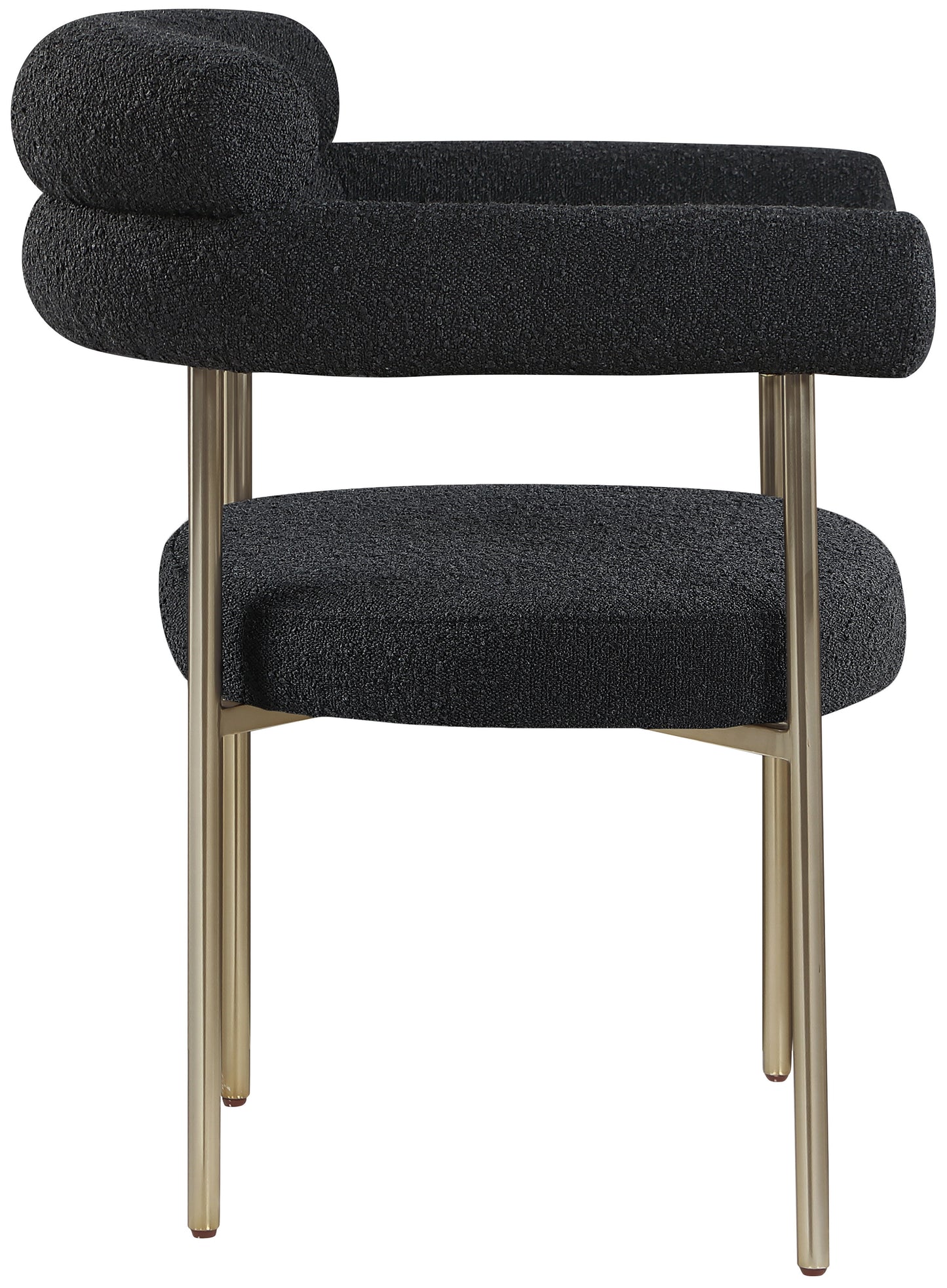 santorini black boucle fabric dining chair