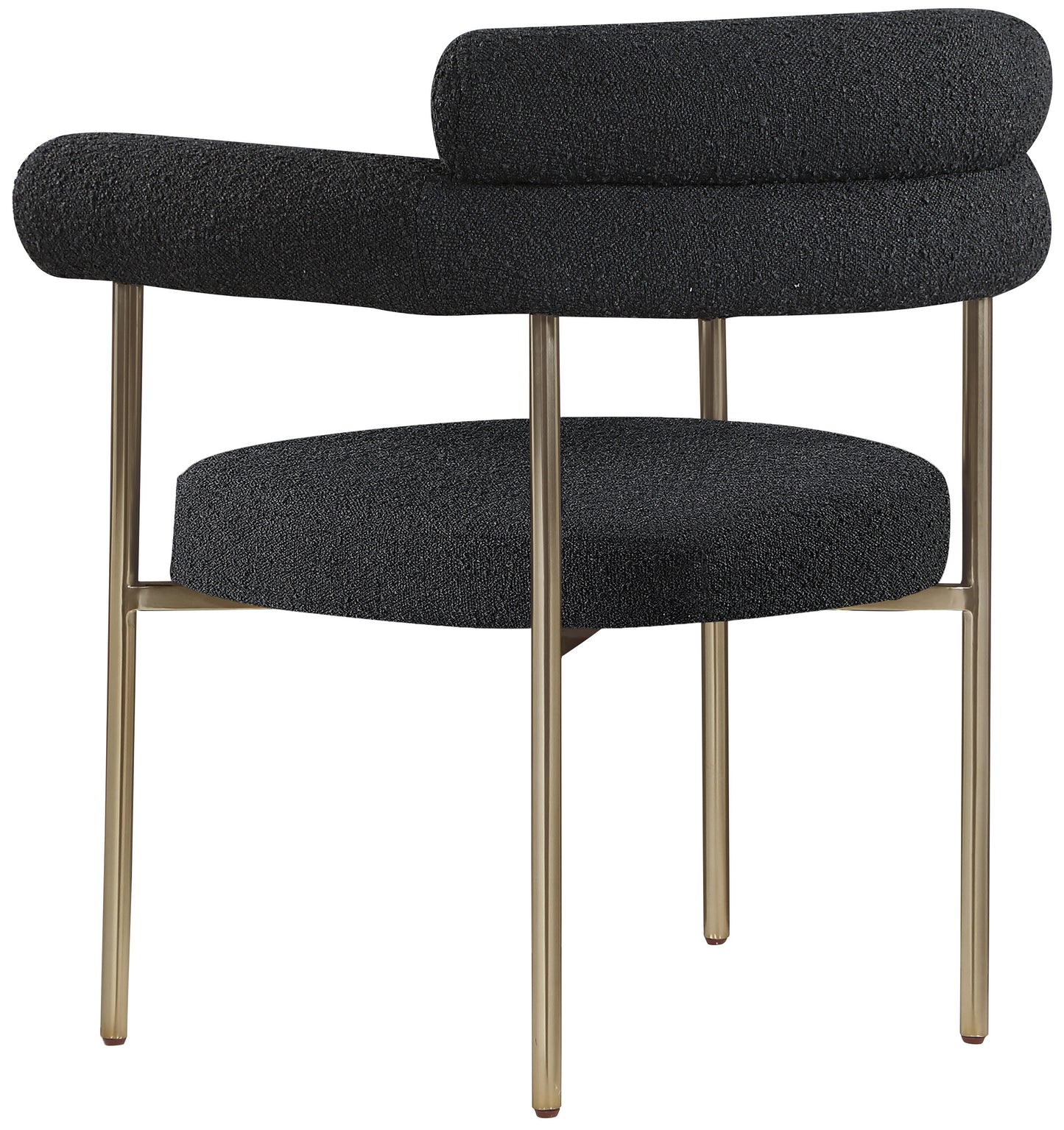 santorini black boucle fabric dining chair