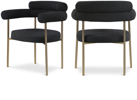 Zadie Black Boucle Fabric Upholstered Dining Chair, 2-Piece