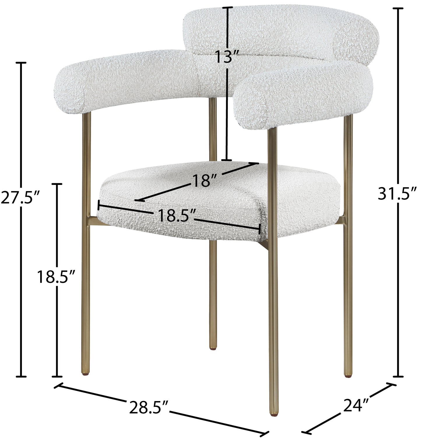 chesterfield cream boucle fabric dining chair c