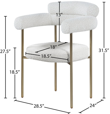 Chesterfield Cream Boucle Fabric Dining Chair C