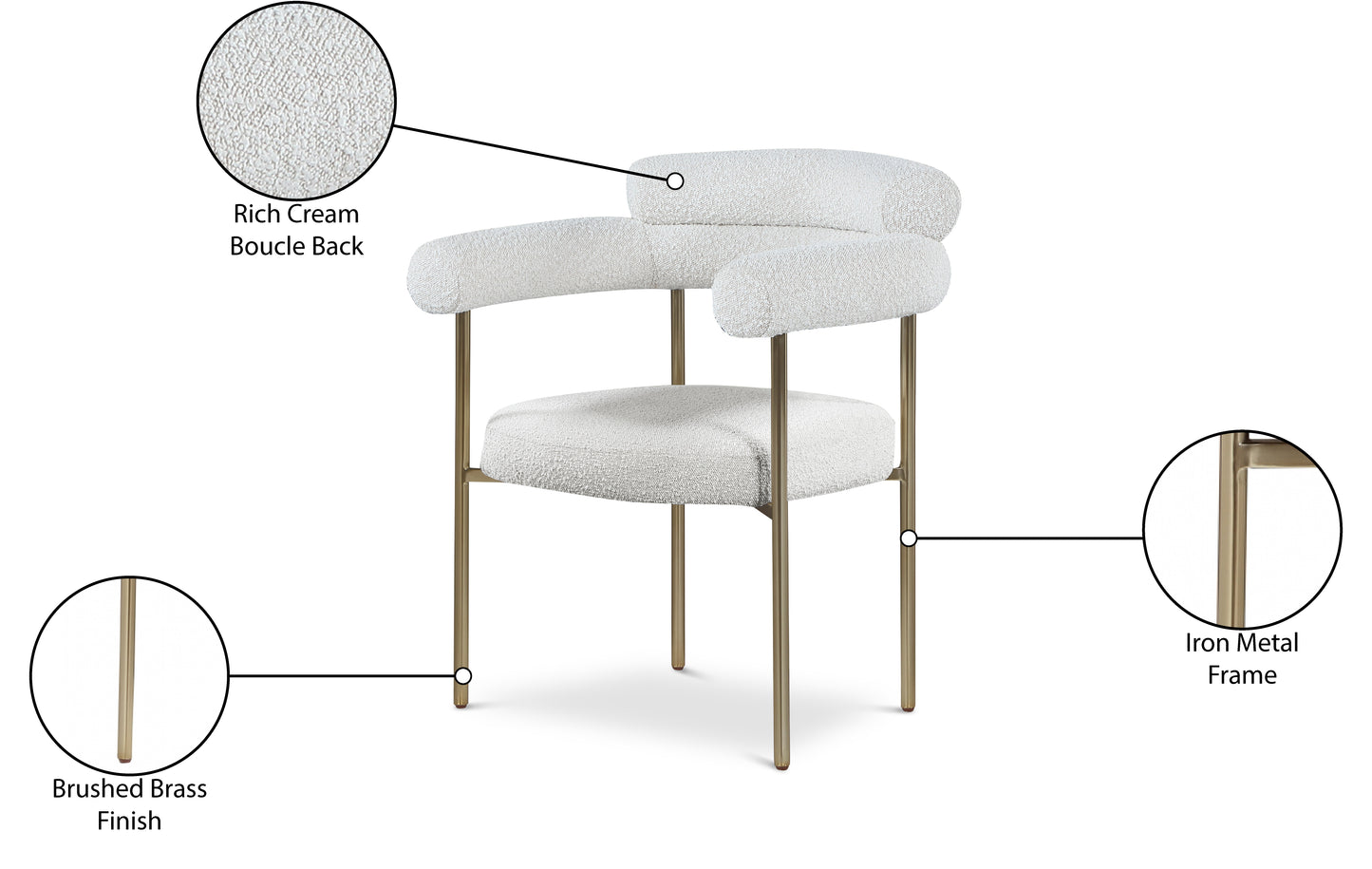 santorini cream boucle fabric dining chair