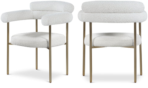 Zadie Cream Boucle Fabric Upholstered Dining Chair, 2-Piece