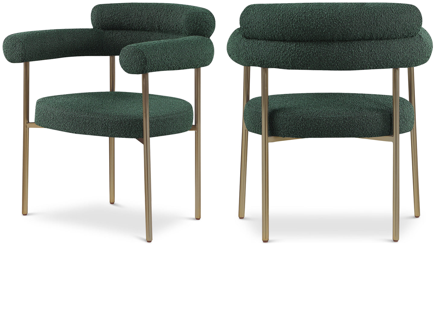 santorini green boucle fabric dining chair