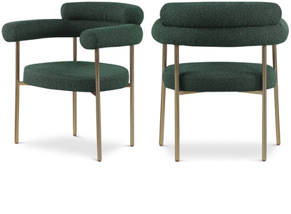 Santorini Green Boucle Fabric Dining Chair