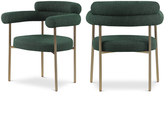 Santorini Green Boucle Fabric Dining Chair