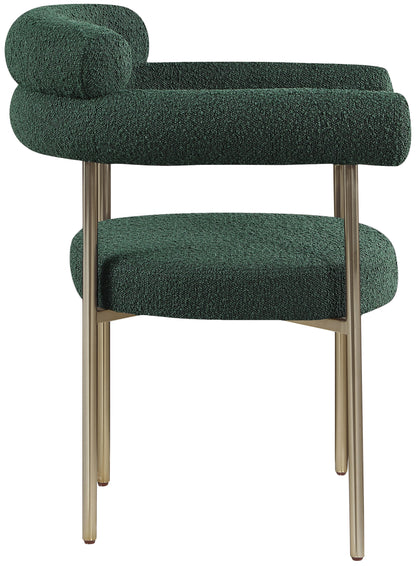 Chesterfield Green Boucle Fabric Dining Chair C