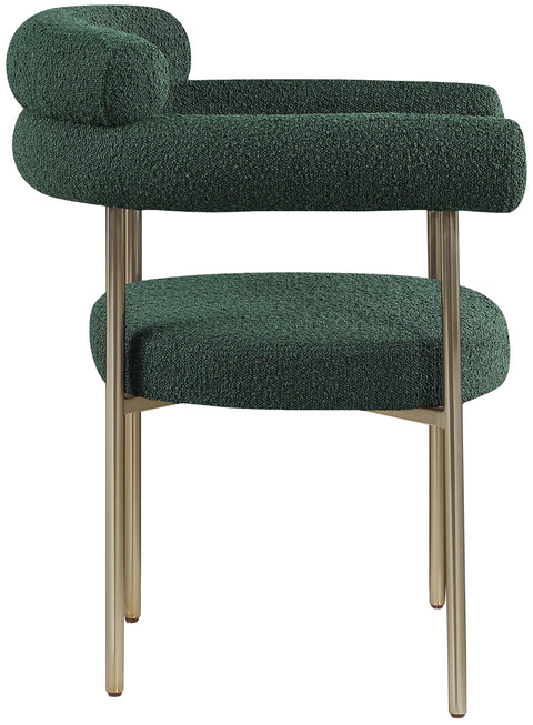 Chesterfield Green Boucle Fabric Dining Chair C