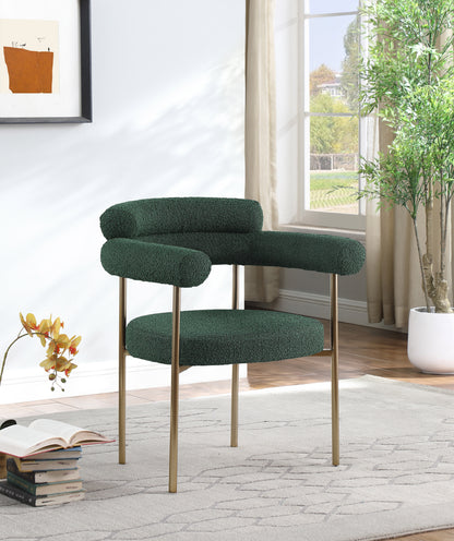 Chesterfield Green Boucle Fabric Dining Chair C