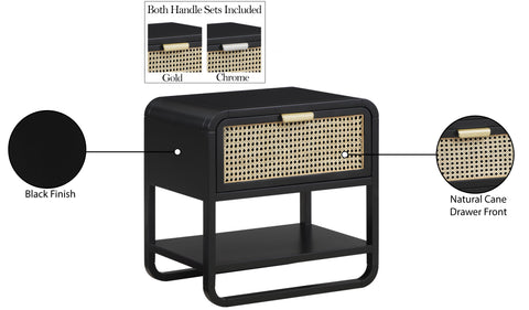 Zoey Black Wood Veneer Night Stand NS