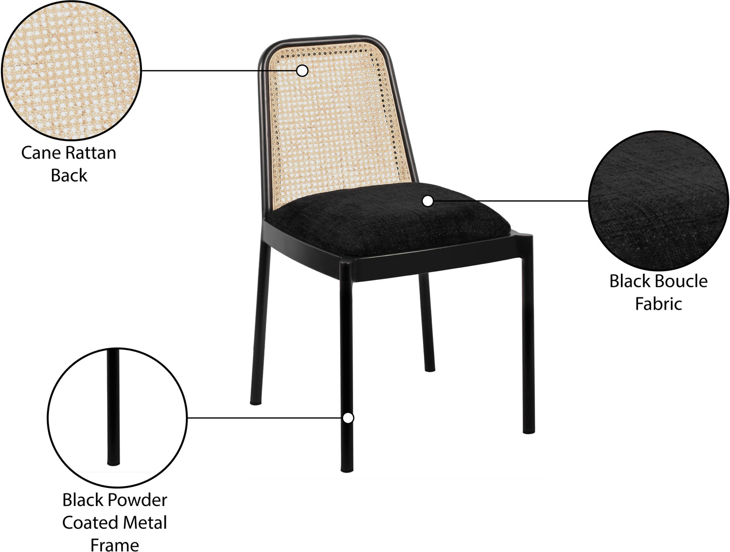 marbella black powder coated metal dining chair c