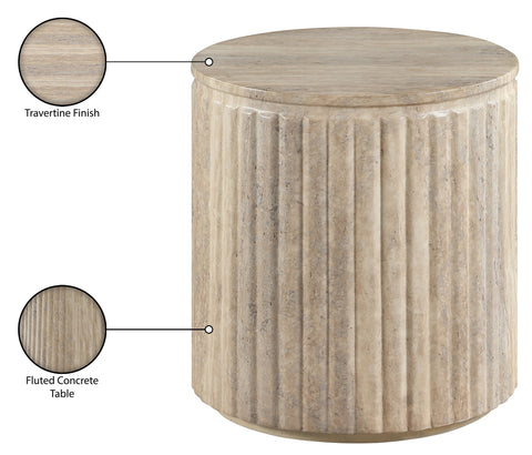 Sloane Travertine Concrete Indoor/Outdoor End Table, 1 Piece