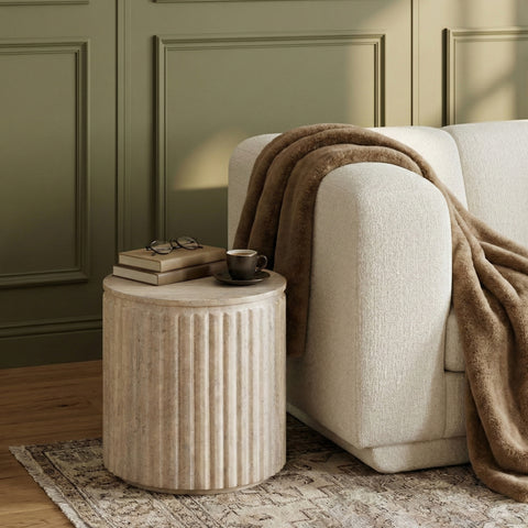 Sloane Travertine Concrete Indoor/Outdoor End Table, 1 Piece