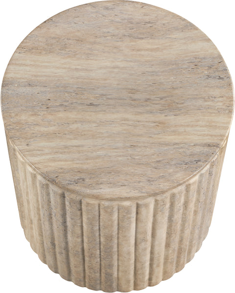 Sloane Travertine Concrete Indoor/Outdoor End Table, 1 Piece