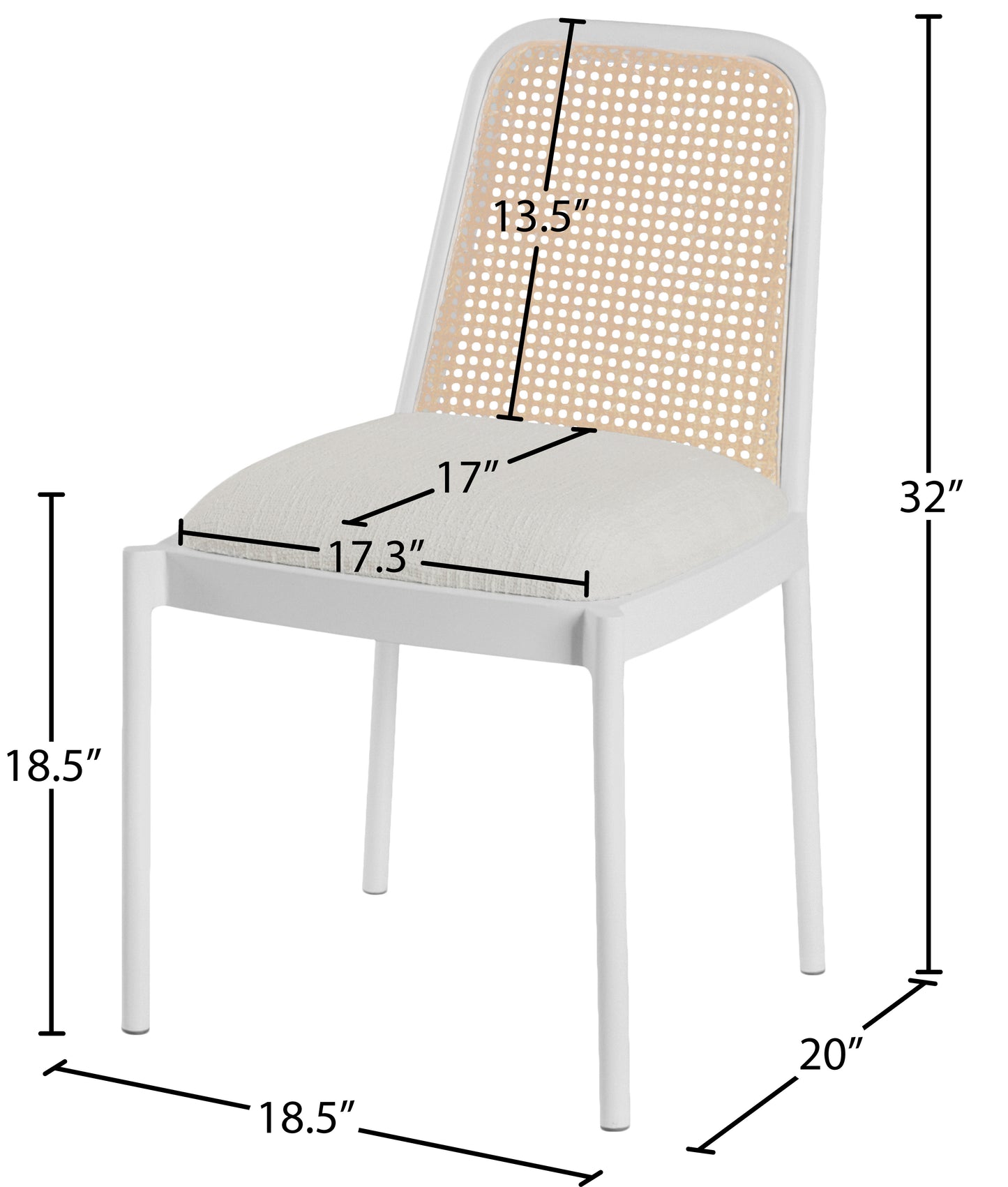 marbella white powder coated metal dining chair c