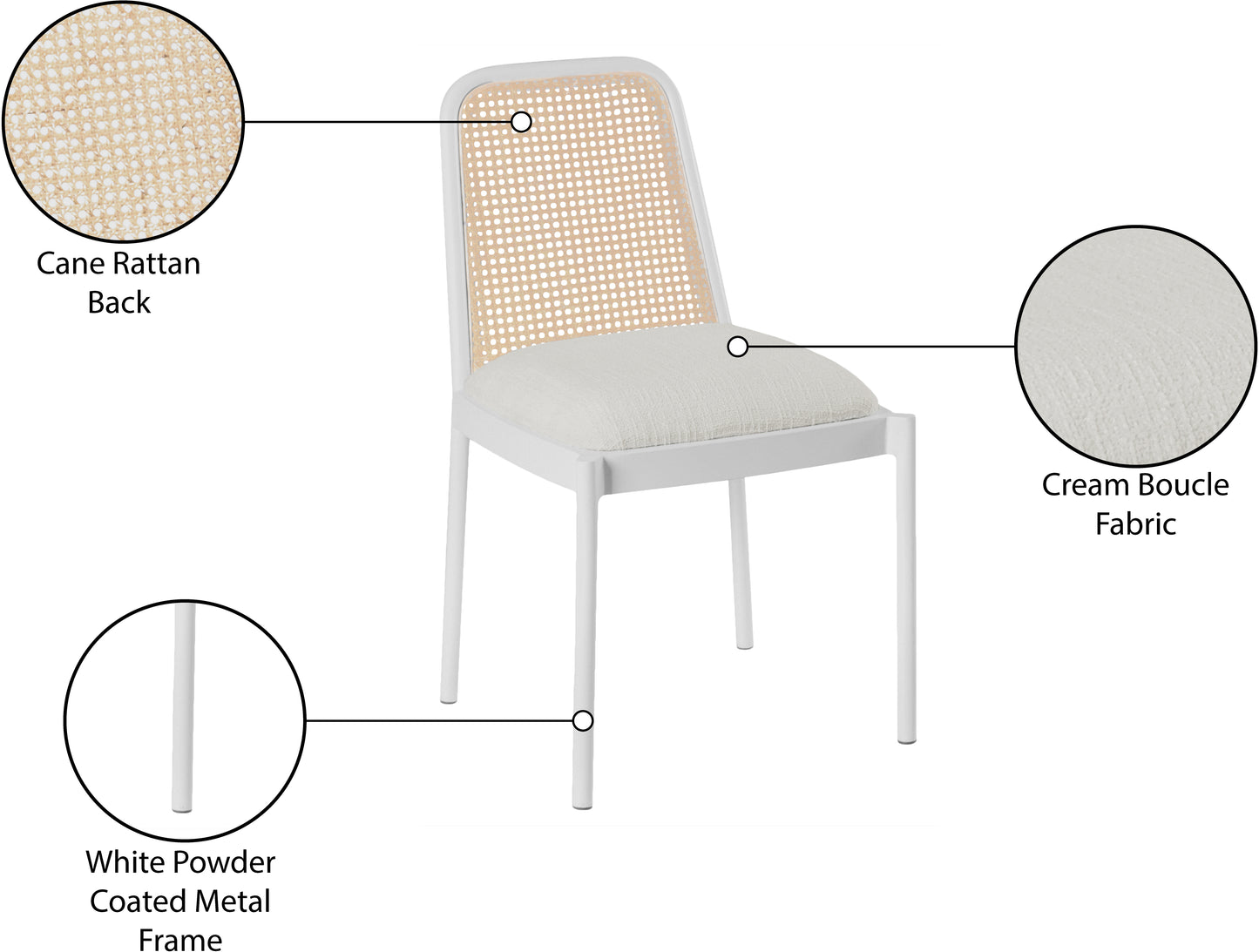 marbella white powder coated metal dining chair c