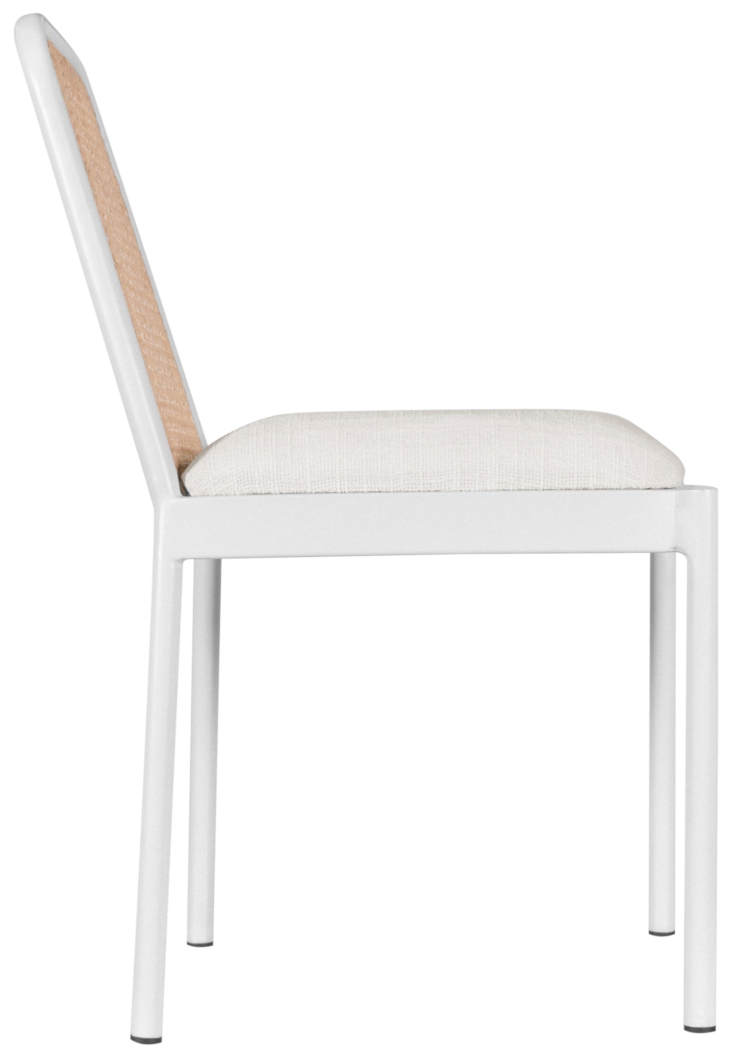 marbella white powder coated metal dining chair c