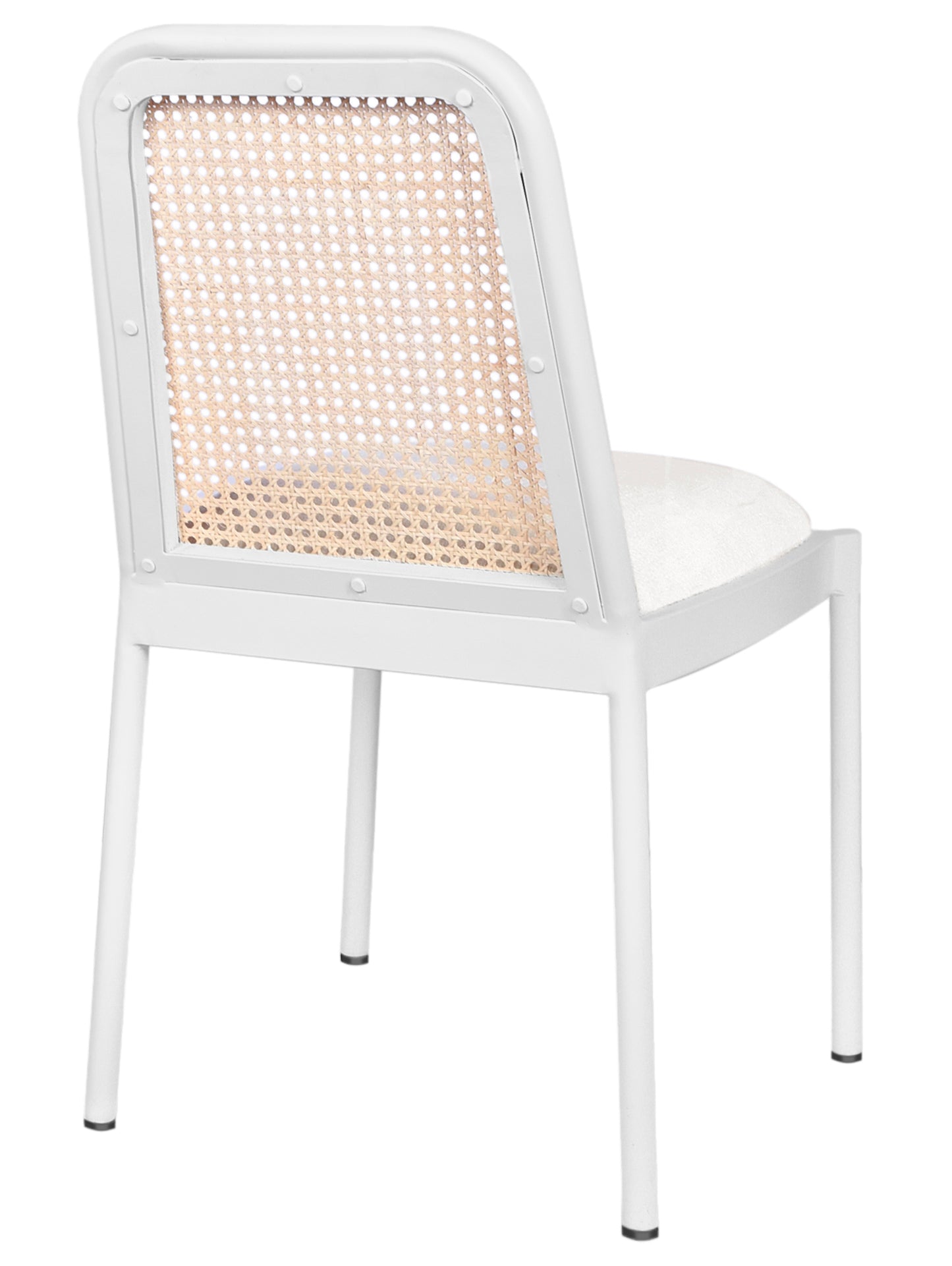 marbella white powder coated metal dining chair c