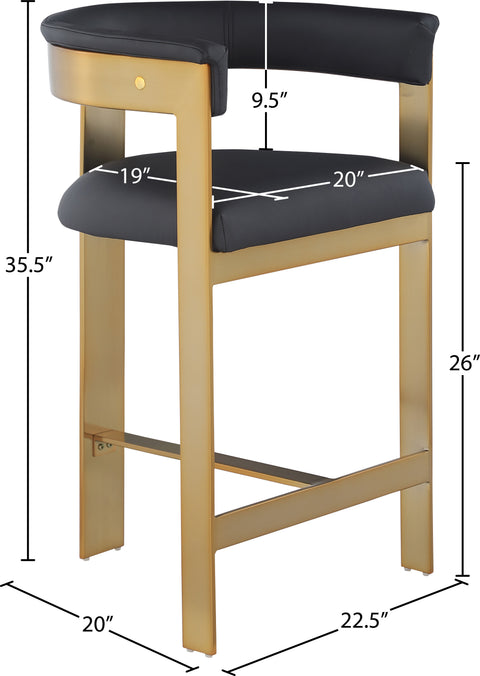 Nova Black Vegan Leather Upholstered Counter Stool, 2-Piece (Style 4)
